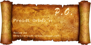 Preidt Orbán névjegykártya